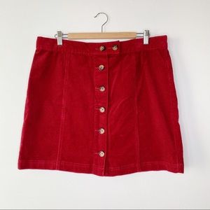 Forever 21 Maroon Button Up Corduroy Skirt 1X
